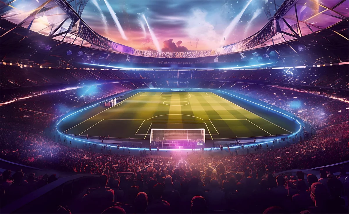 Estádio de futebol iluminado — apostas esportivas na Winkey Casino